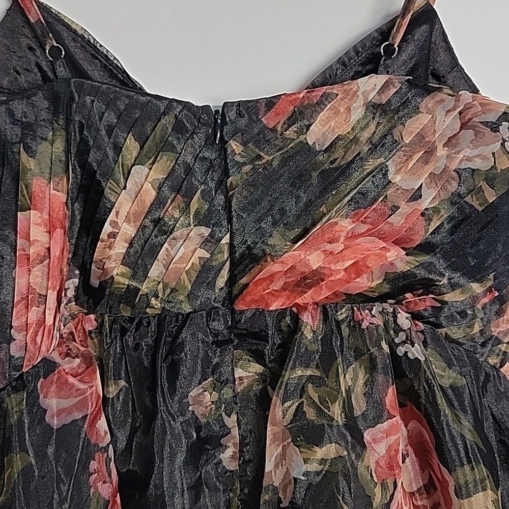 LULUS ORGANZA COCKTAIL DRESS BLACK FLORAL SIZE SMALL - Picture 12 of 15